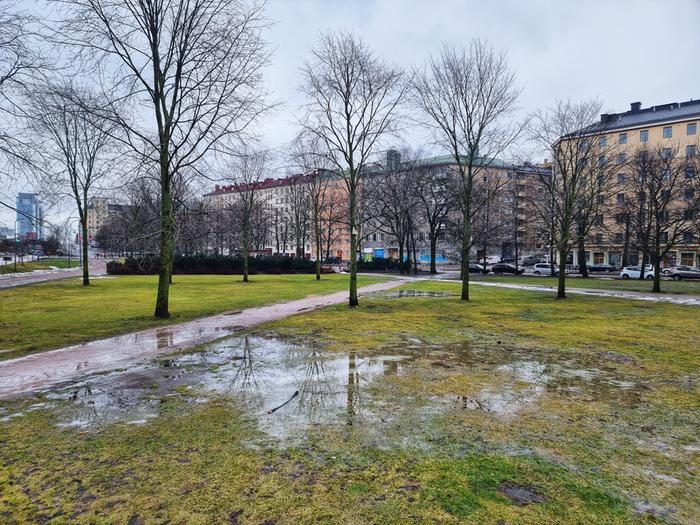 Lumet olivat sulaneet tammikuun lopulla Helsingistä.
