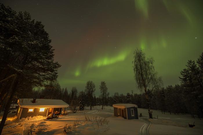 Revontulia Kuusamossa.