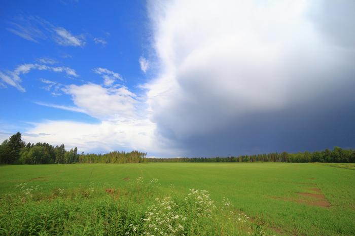 Vaihtelevaa kesäsäätä Ukkoskuuro Vaalassa.