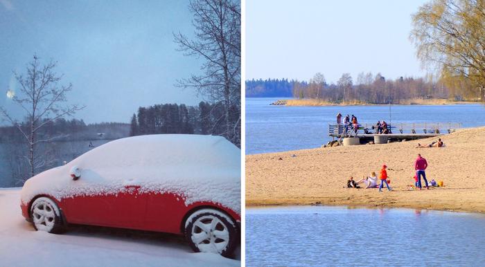 Toukokuisia lumisateita ja lämpöä.