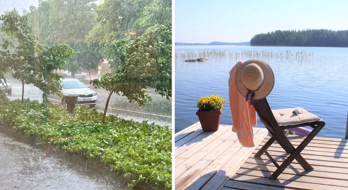 Sade- ja ukkoskuuroja sekä hellettä kesäkuussa 2022.