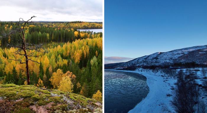 Lokakuun ruskaa ja lunta.