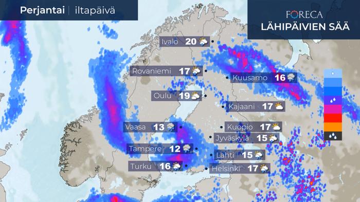 Perjantain 24.7.2020 sääennuste.