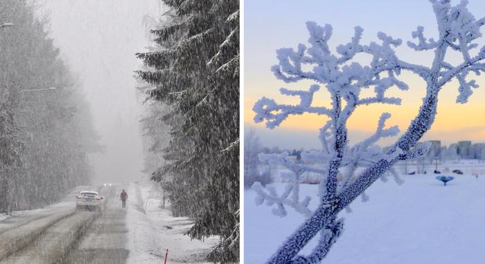 Lumi- ja räntäsateita sekä pakkasta.