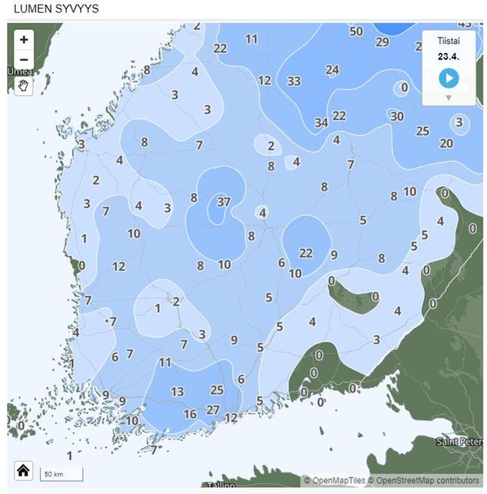 Lumensyvyys tiistaina 23.4.2024.