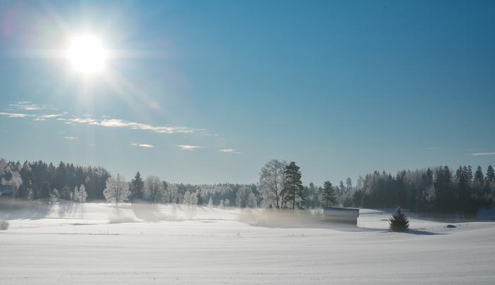Maaliskuun aurinkoa ja 19 astetta pakkasta Lempäälässä.
