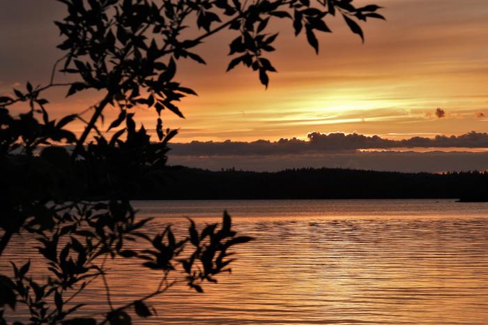 Heinäkuinen auringonlasku Repovedellä Kouvolassa.