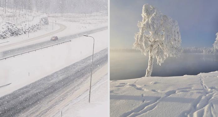 Lumisateita ja pakkasia.