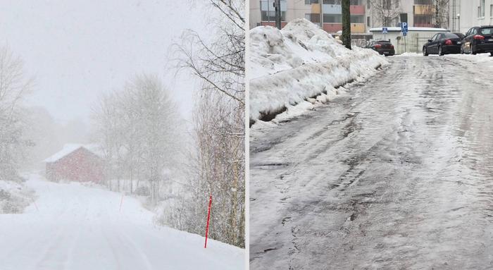 Lumisadetta ja liukasta.