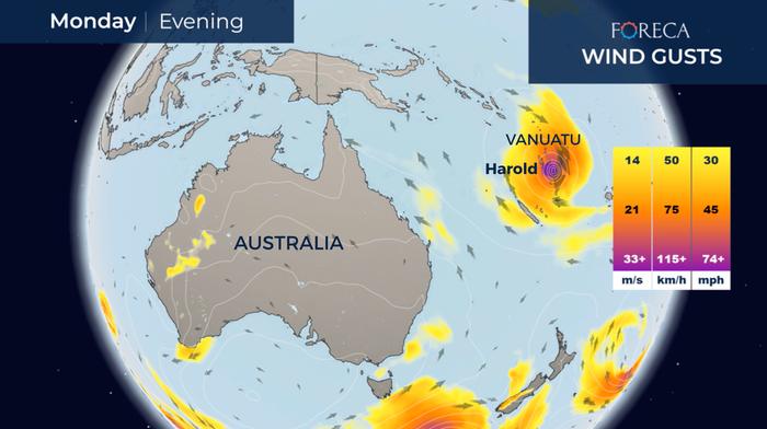 Trooppinen sykloni Harold on iskemässä Vanuatun saarivaltioon.