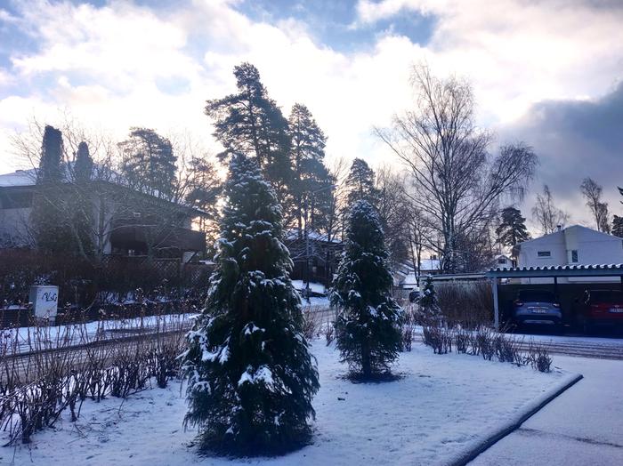 Lunta Espoossa 3. huhtikuuta 2020.