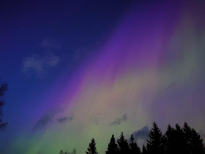 Revontulia Rääkkylässä toukokuussa 2024.