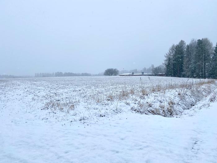 Takatalvi toi lunta Tuusulaan 15. huhtikuuta 2020.