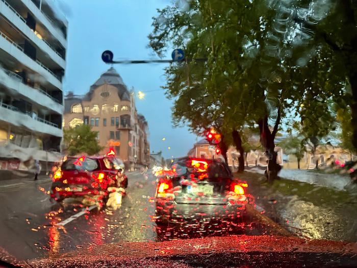 Syksyisiä sateita Vaasassa.