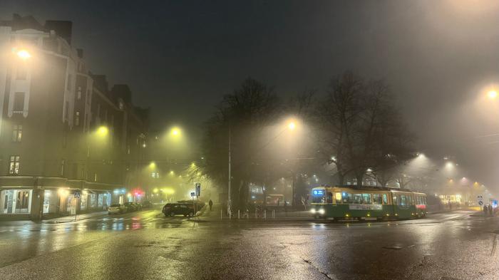 Sankka sumu peitti Helsinkiä tammikuun lopussa 2025.