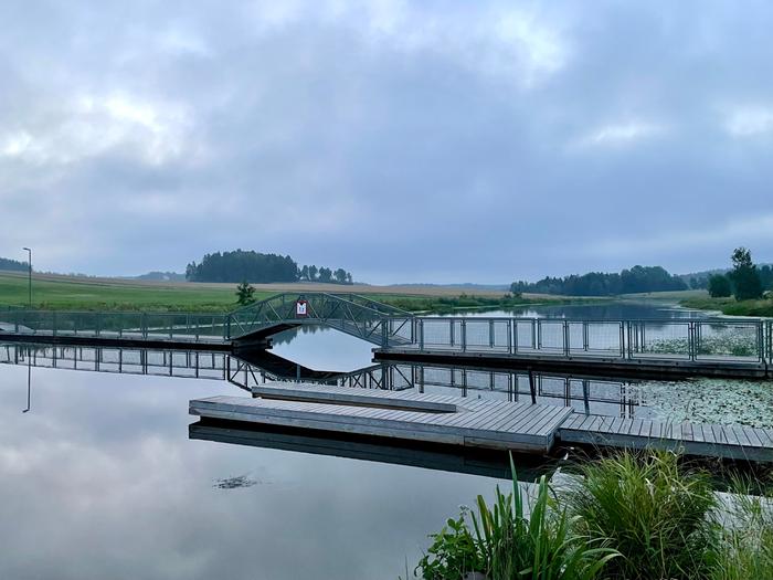 Elokuinen aamu Harmaa ja tyyni elokuun aamu Aurajoella.