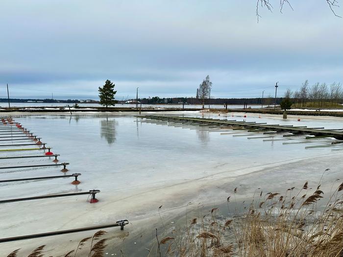 Lauhaa helmikuun säätä Lauha sää sulatteli lumia ja heikensi jäitä helmikuussa 2025 Vaasassa.