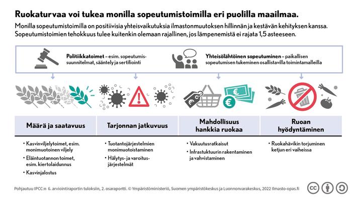 IPCC:n raportti Ruokaturvaa voidaan tukea erilaisilla sopeutumistoimilla.