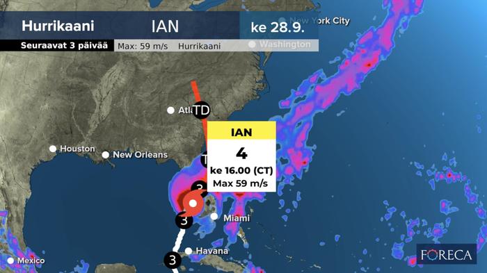 Hurrikaani Ian iskeytyy pian Floridaan.