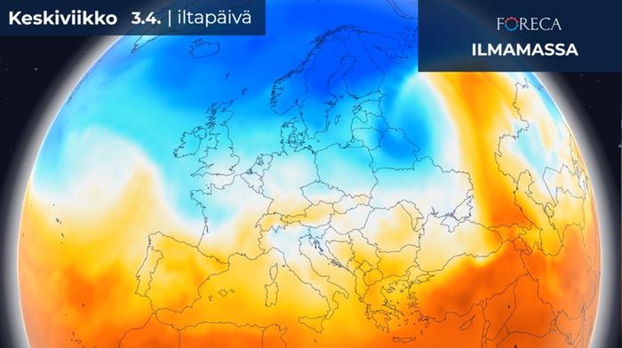 Keskiviikoksi Suomeen levittäytyy kylmää ilmaa pohjoisen puolelta. 