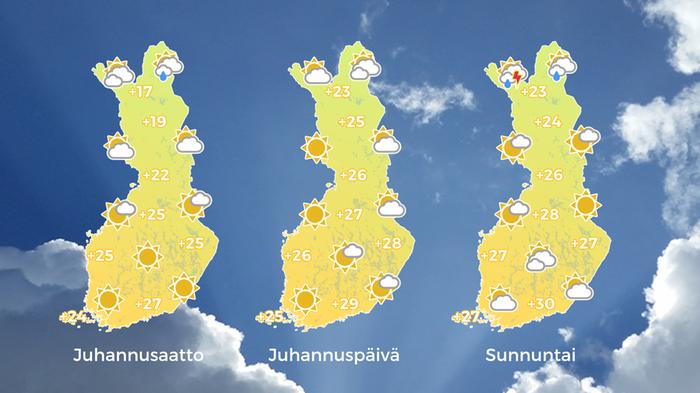 Juhannusennuste 2022 Juhannusviikonlopun sää on hyvin lämmin sekä suuressa osassa maata aurinkoinen ja poutainen.