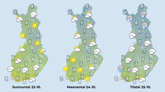 Ennuste iltapäiville 23.–25.10.2022.