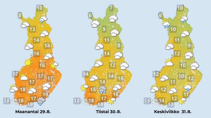 Ennuste 29.–31.8.2022.