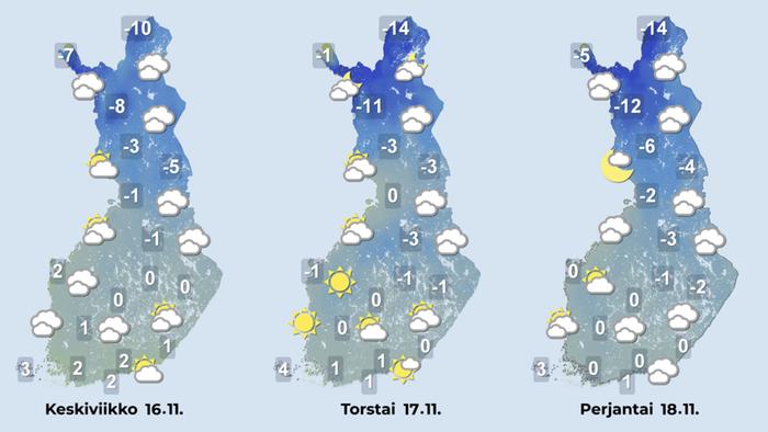 Sääennuste 16.–18.11.2022.