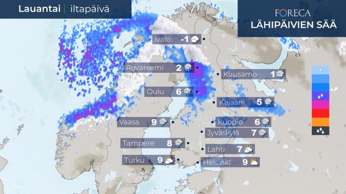 Ennuste lauantai-iltapäivälle 17.10.2020.