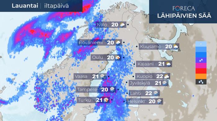 Ennuste lauantaille 22.8.2020.