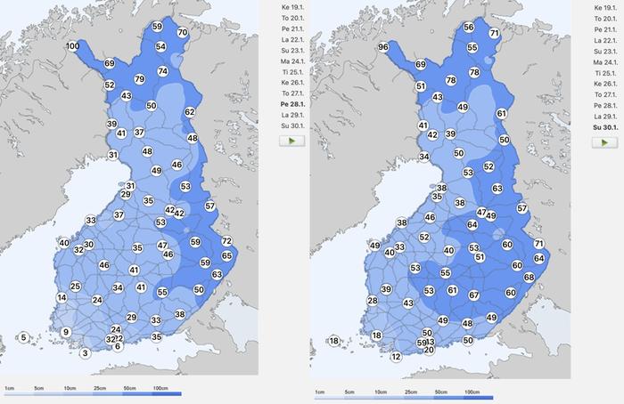 Lumensyvyys 28.1. ja 30.1.2022.
