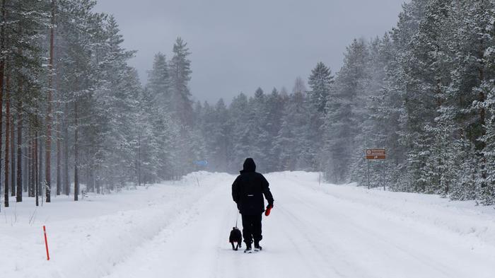 Heikkoa lumisadetta Myös heikko lumisade ja viima vaikuttavat ulkoilusäähän.