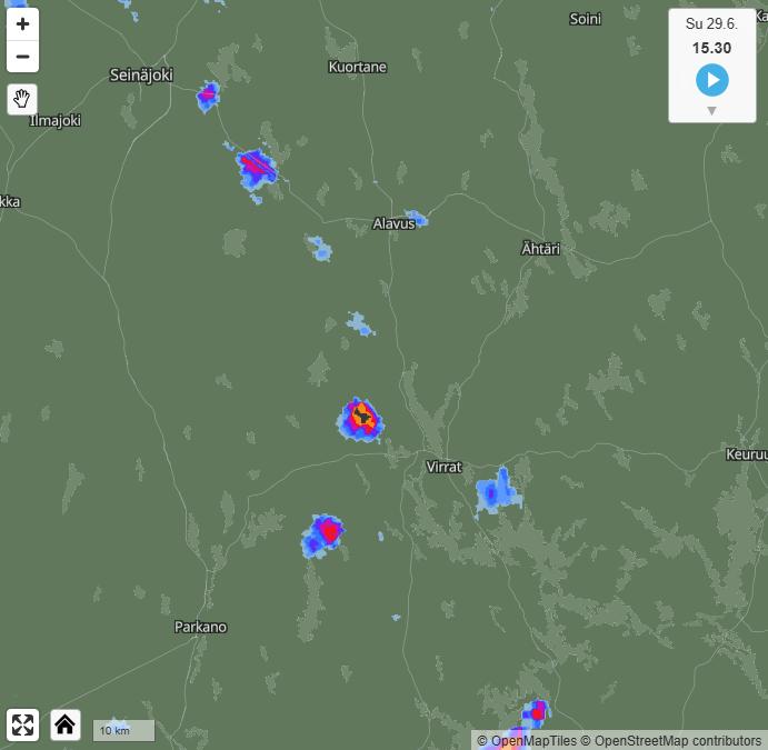 Pienimmät sadekuurot voivat olla halkaisijaltaan vain muutamia kilometrejä. Näin pienialaisten sadekuurojen ennustaminen etukäteen on mahdotonta. Forecan säätutkasta on kuitenkin mahdollista katsoa sadealueen tai sadekuurojen ennustettu liike lähiaikoina.