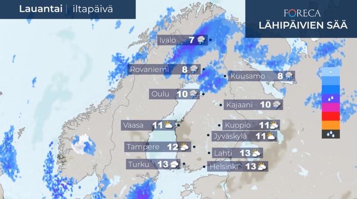 Lauantain ennuste 10.10.2020 Lauantai-iltapäivän ennuste 10.10.2020.