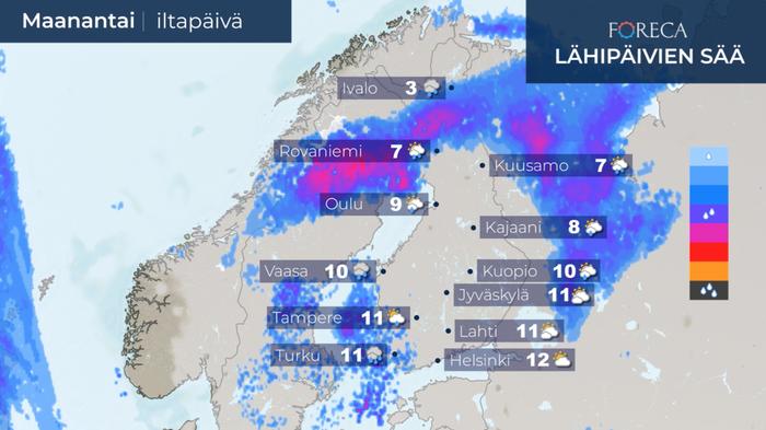 Maanantain ennuste 12.10.2020 Maanantai-iltapäivän ennuste 12.10.2020.