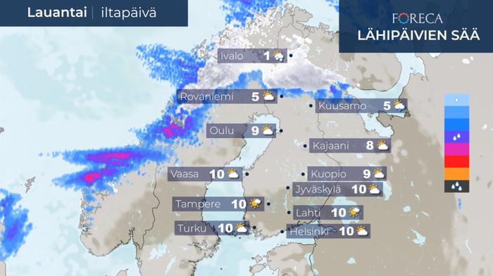 Ennuste lauantai-iltapäiväksi 7.11.2020.