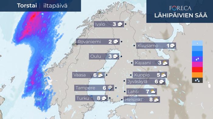 Ennuste torstai-iltapäivälle 12.11.2020.