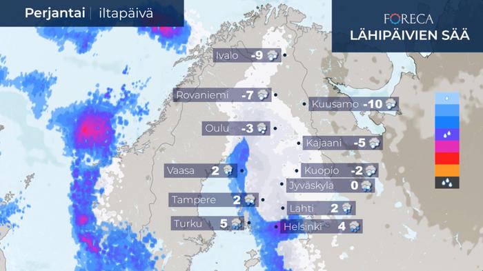 Ennuste perjantai-iltapäivälle 18.12.2020.