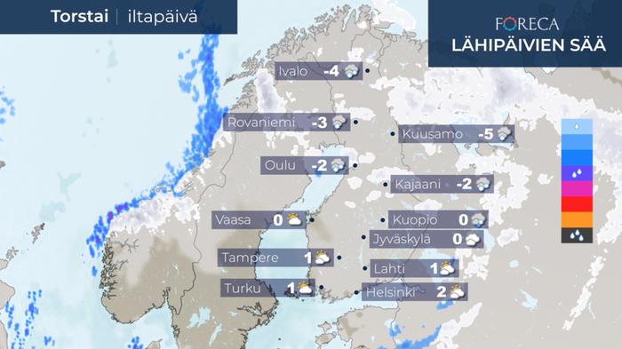 Ennuste jouluaaton iltapäiväksi 24.12.2020.