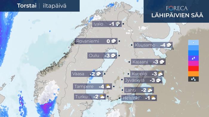 Ennuste torstai-iltapäiväksi 10.12.2020.