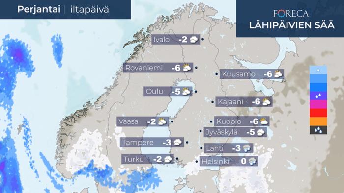 Ennuste perjantai-iltapäiväksi 11.12.2020.