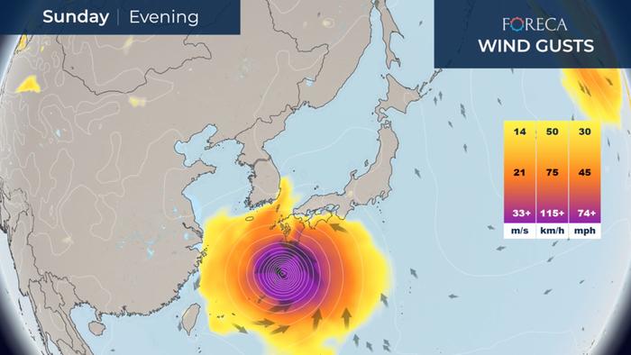 Taifuuni Haishen etenee loppuviikolla kohti Korean niemimaata.