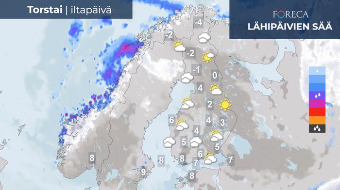 Ennuste torstai-iltapäivälle 11.11.2021.