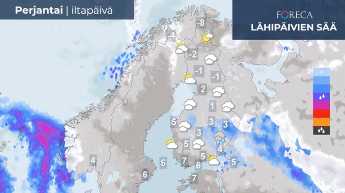Ennuste perjantai-iltapäivälle 12.11.2021.