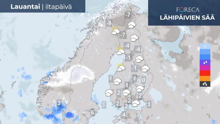 Ennuste lauantai-iltapäivälle 13.11.2021.