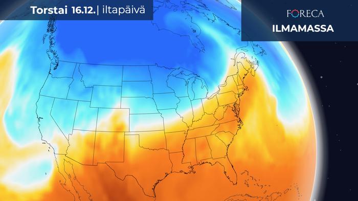 Ennusteiden mukaan ukkoset ja tornadot ovat mahdollisia Yhdysvalloissa 16.–17.12.2021.