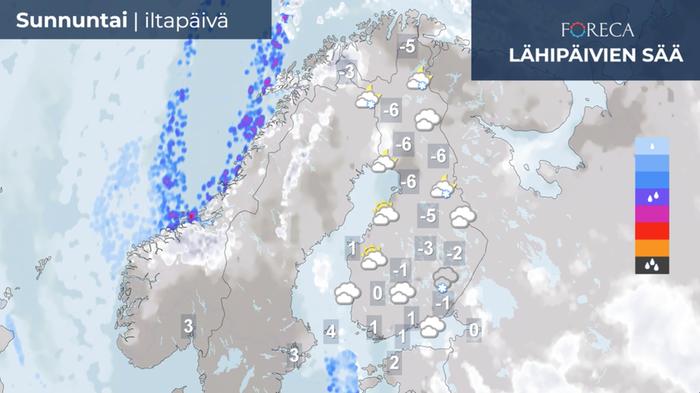 Ennuste sunnuntai-iltapäivälle 19.12.2021.