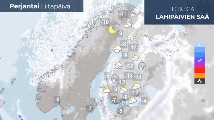 Ennuste jouluaaton iltapäivälle 24.12.2021.