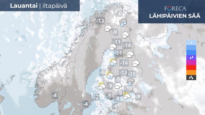 Ennuste joulupäivän iltapäivälle 25.12.2021.