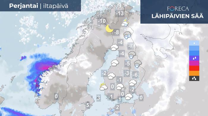 Ennuste uudenvuodenaaton iltapäiväksi 31.12.2021.